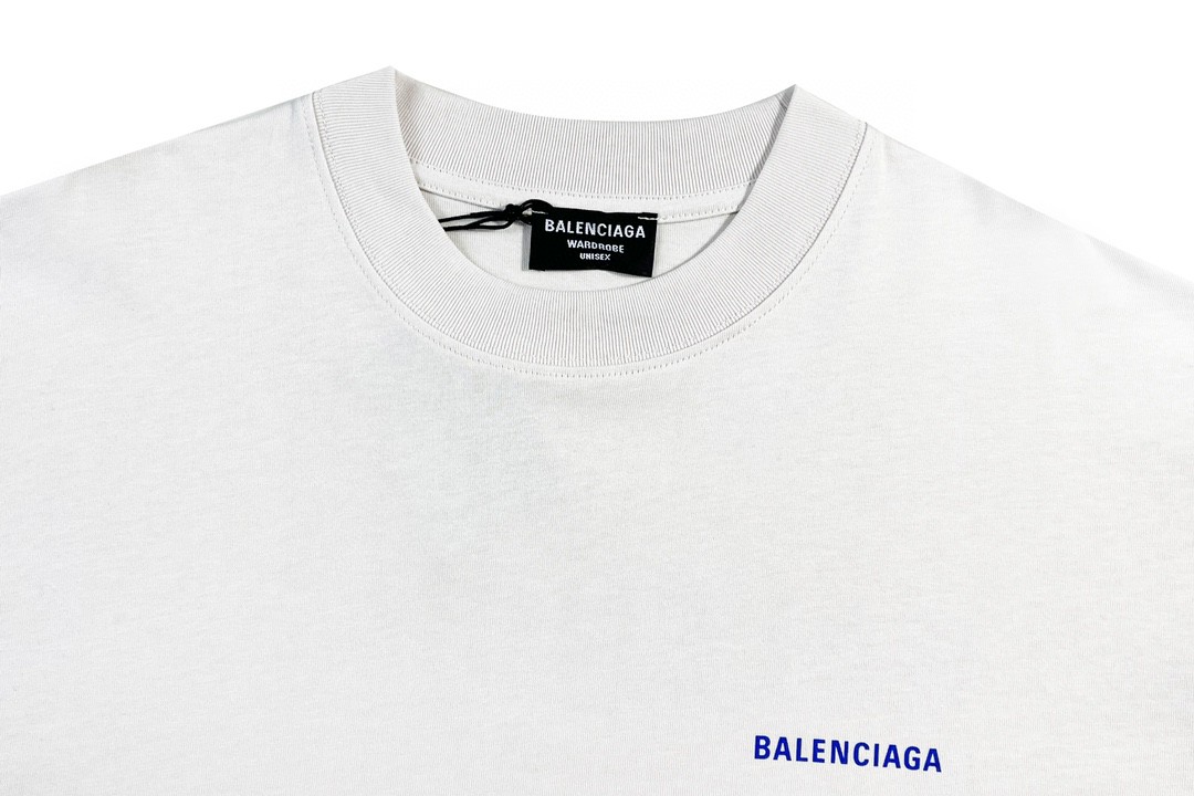 Balenciaga 巴黎世家 印花字母logo 短袖 米白色 T 恤 圆领 夏季 男女同款 612966TIVG59055