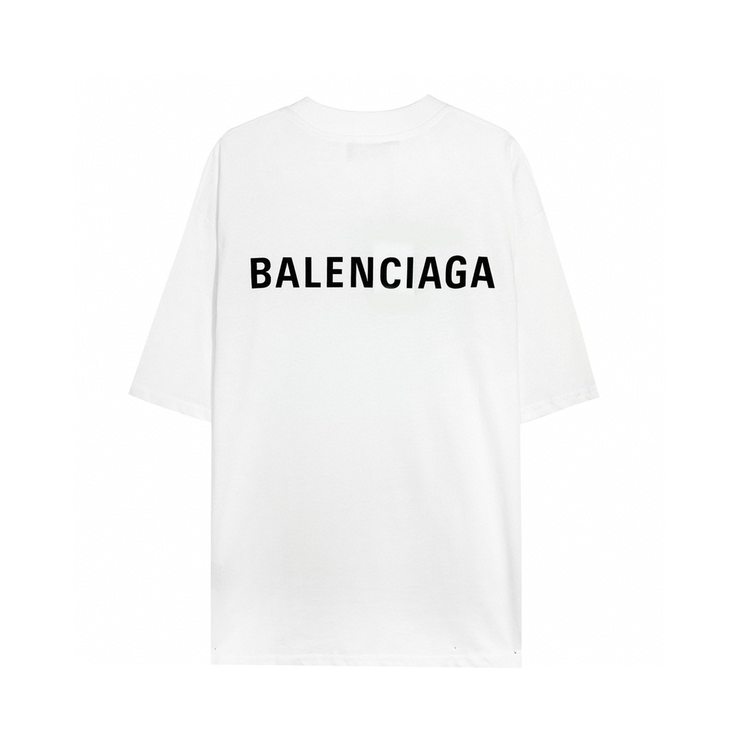 Balenciaga 巴黎世家 印花字母logo 短袖 白色 T 恤 圆领 夏季 男女同款 612966TIVG59040