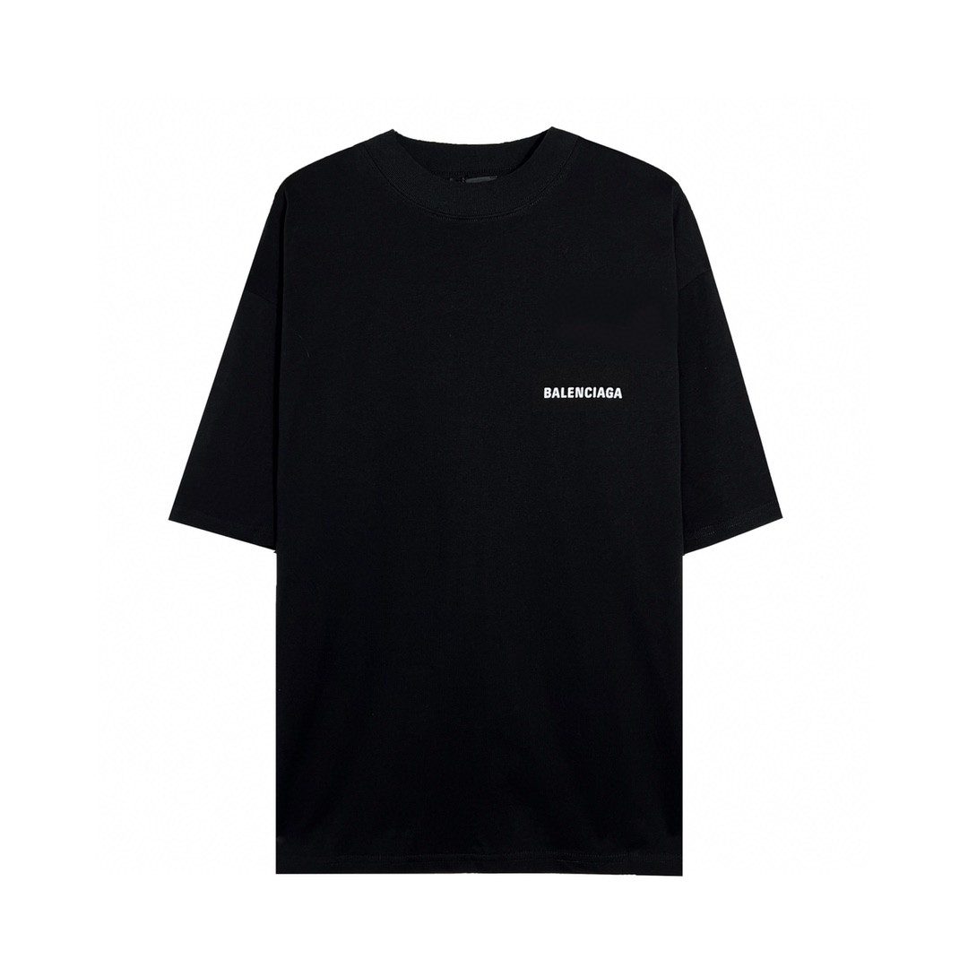 Balenciaga 巴黎世家 印花字母logo 短袖 黑色 T 恤 圆领 夏季 男女同款 612966TIVG51070