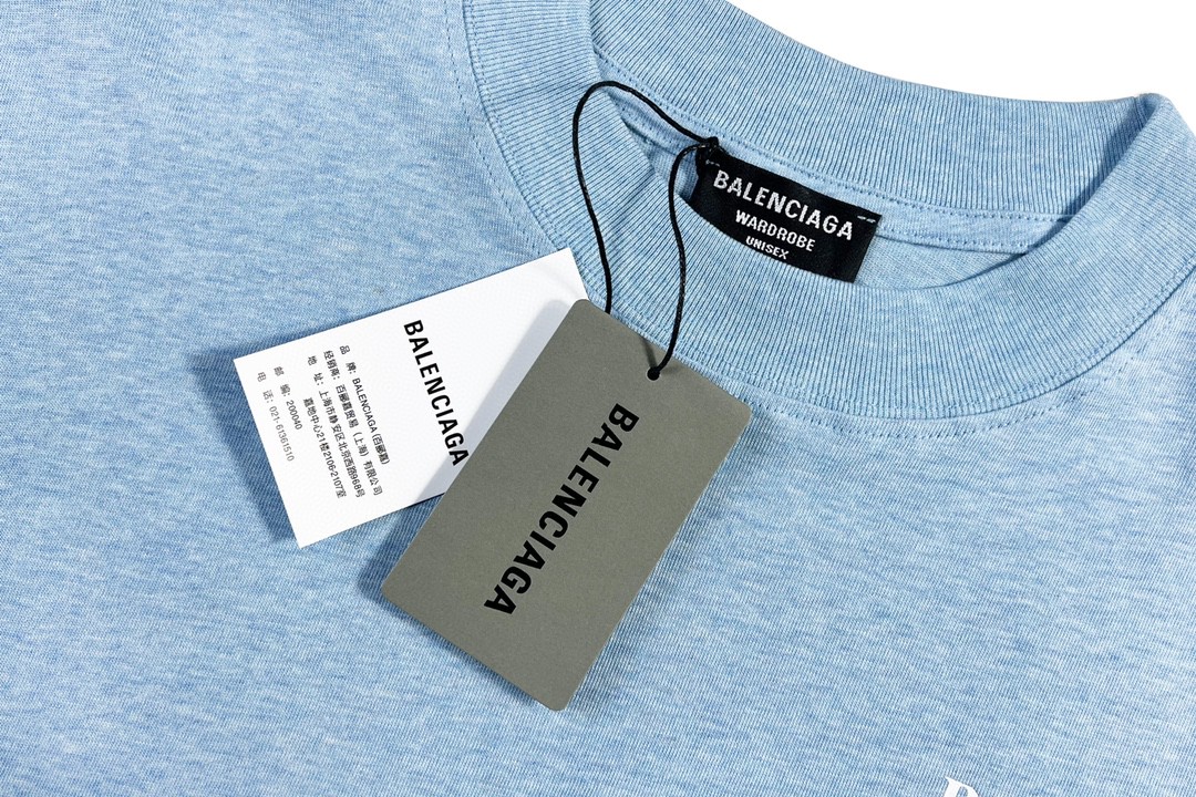 Balenciaga 巴黎世家 Political Campaign 可乐波浪印花 字母logo 短袖 北卡蓝 T 恤 圆领 夏季 男女同款