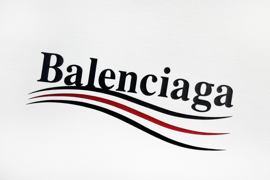 Balenciaga 巴黎世家 Political Campaign 可乐波浪印花 字母logo 短袖 黑色 T 恤 圆领 夏季 男女同款 