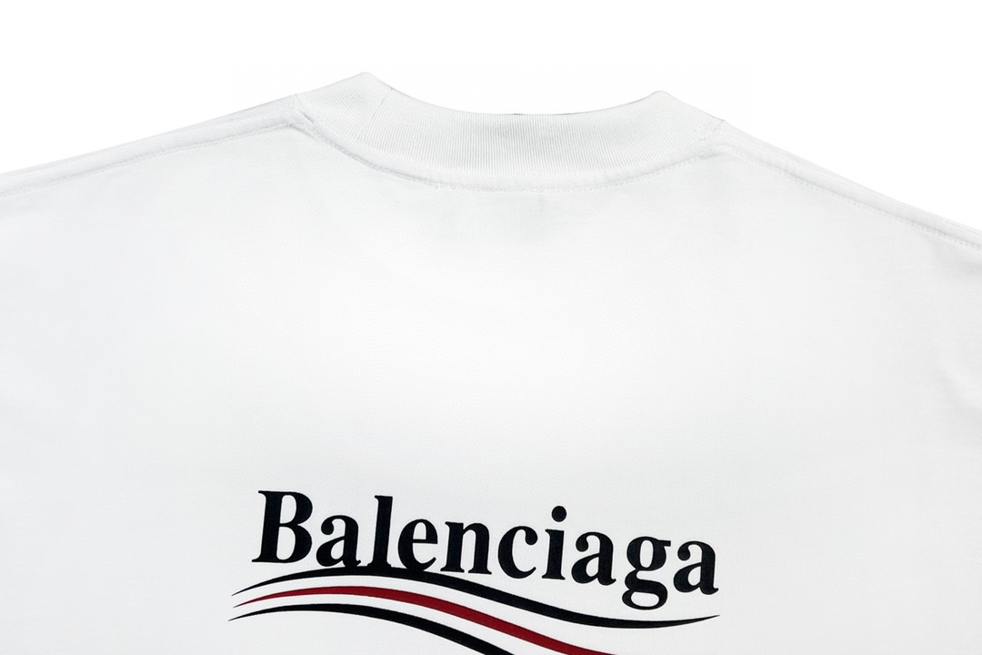 Balenciaga 巴黎世家 Political Campaign 可乐波浪印花 字母logo 短袖 黑色 T 恤 圆领 夏季 男女同款 
