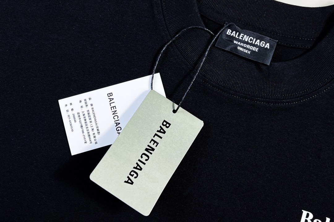 Balenciaga 巴黎世家 Political Campaign 可乐波浪印花 字母logo 短袖 黑色 T 恤 圆领 夏季 男女同款 