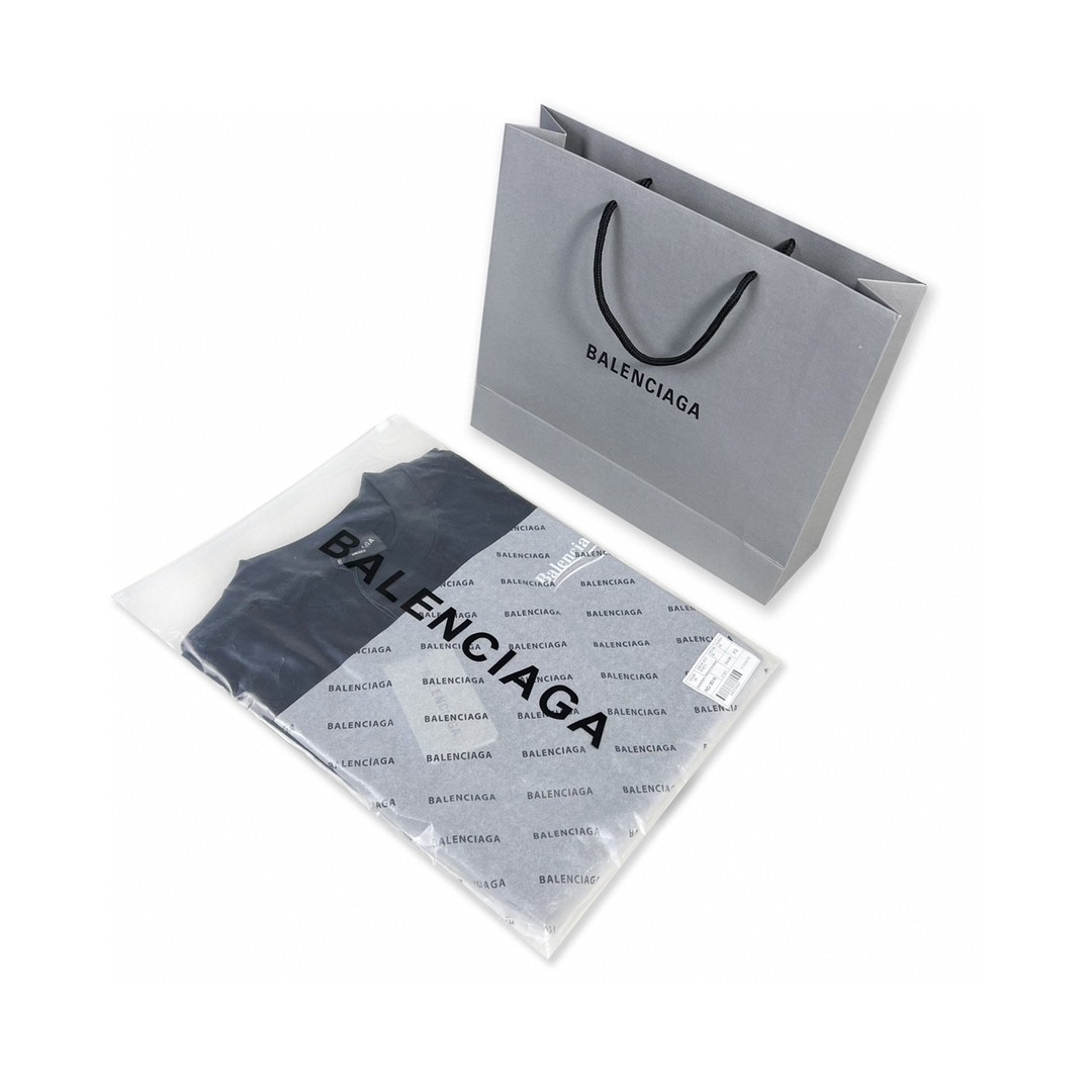 Balenciaga 巴黎世家 Political Campaign 可乐波浪印花 字母logo 短袖 黑色 T 恤 圆领 夏季 男女同款 