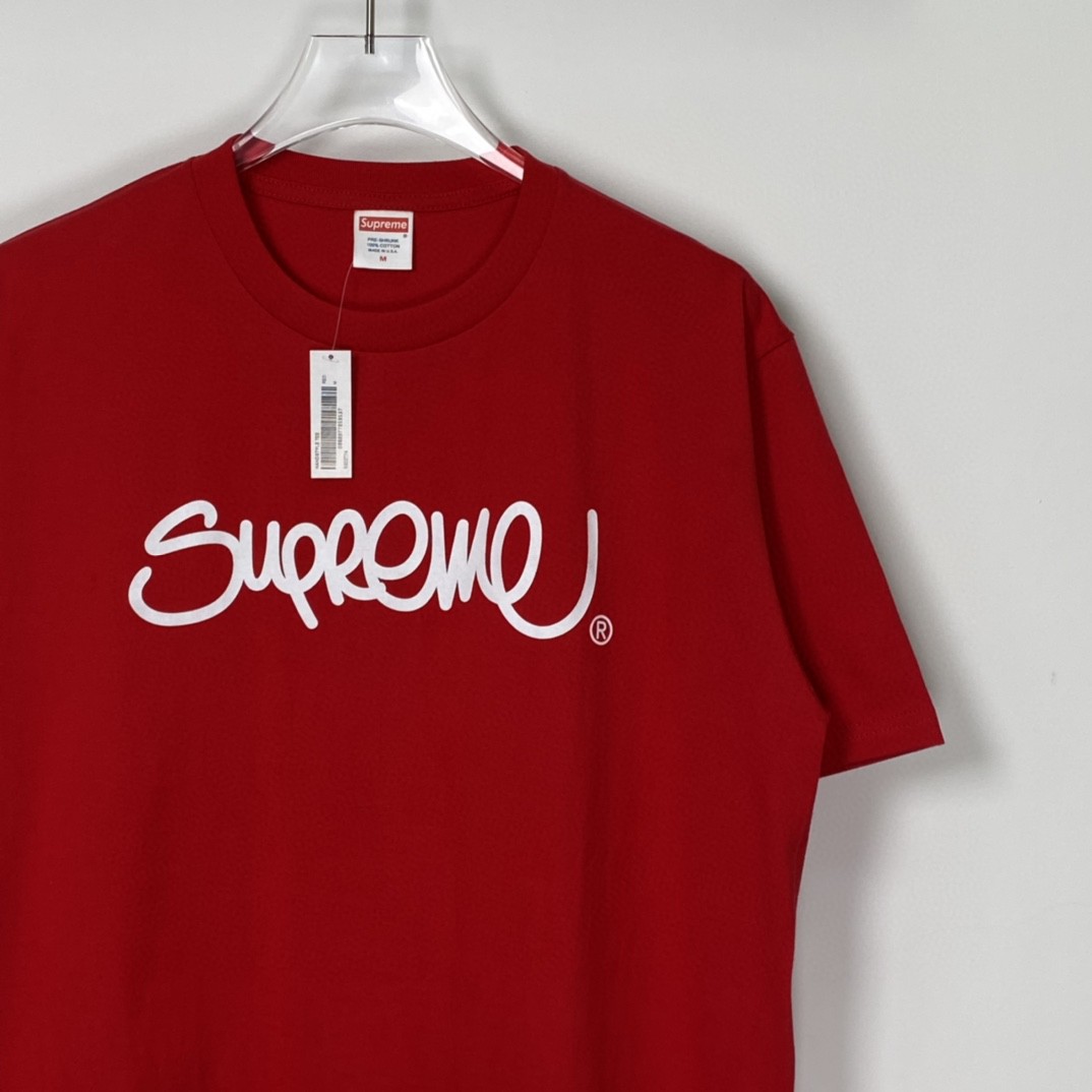 Supreme SS22 Week 19 Handstyle Tee 线条草写字母涂鸦圆领 白色 短袖 T 恤 男女同款
