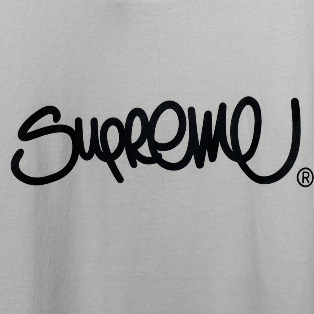 Supreme SS22 Week 19 Handstyle Tee 线条草写字母涂鸦圆领 白色 短袖 T 恤 男女同款