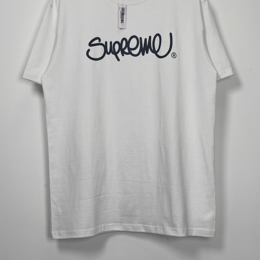 Supreme SS22 Week 19 Handstyle Tee 线条草写字母涂鸦圆领 白色 短袖 T 恤 男女同款