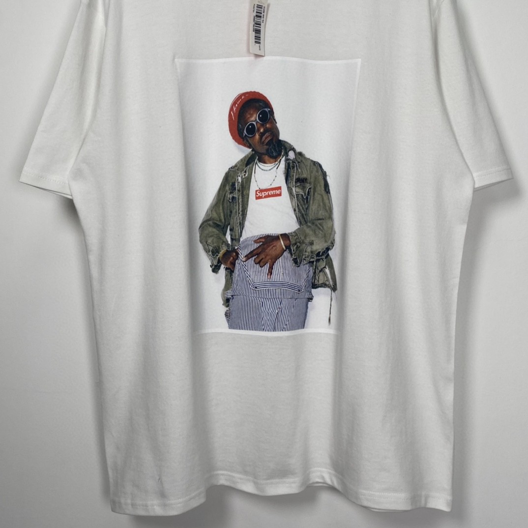 Supreme FW22 Week1 Andre 3000 Tee 安德雷本杰明 图案印花 白色 短袖 T 恤 男女同款