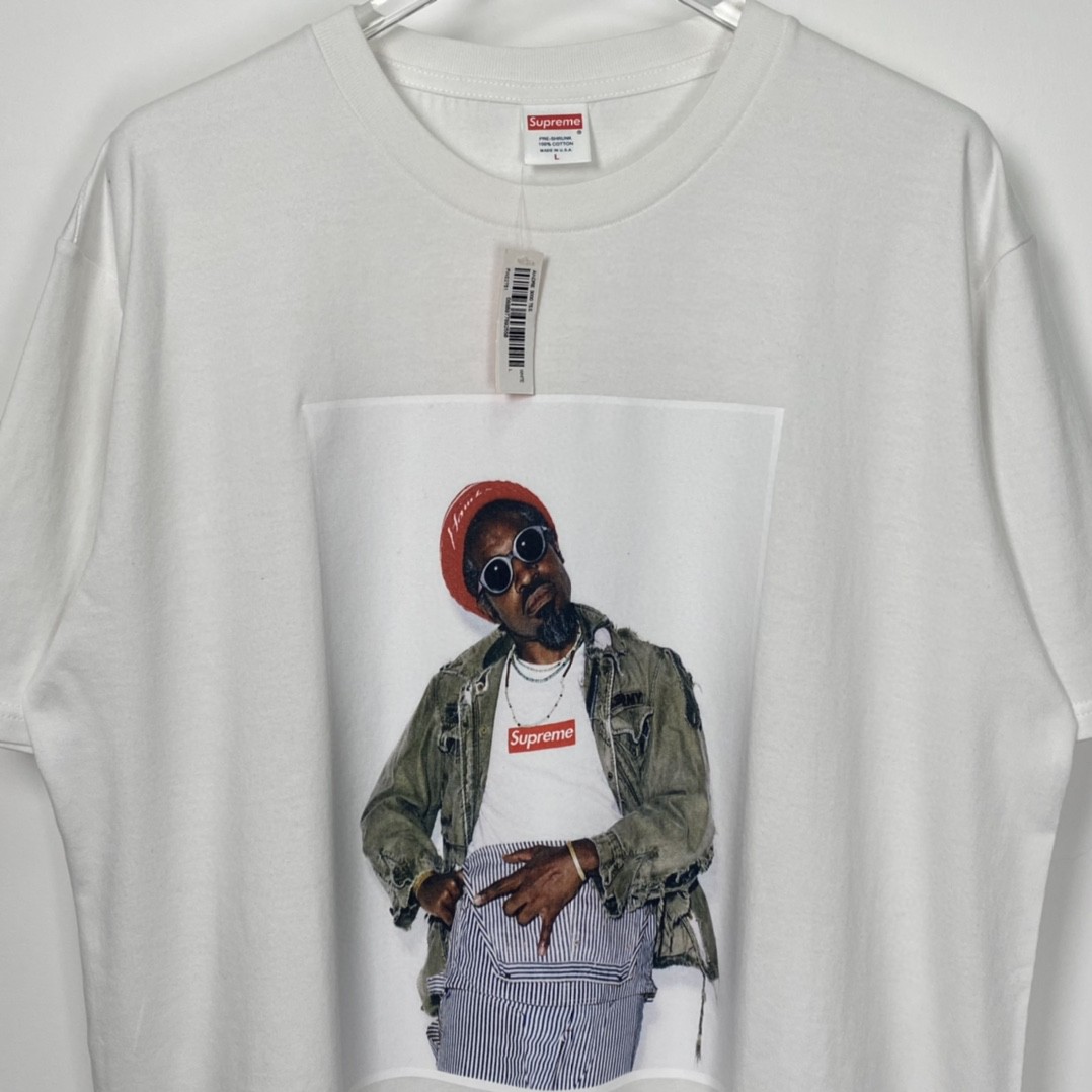 Supreme FW22 Week1 Andre 3000 Tee 安德雷本杰明 图案印花 白色 短袖 T 恤 男女同款