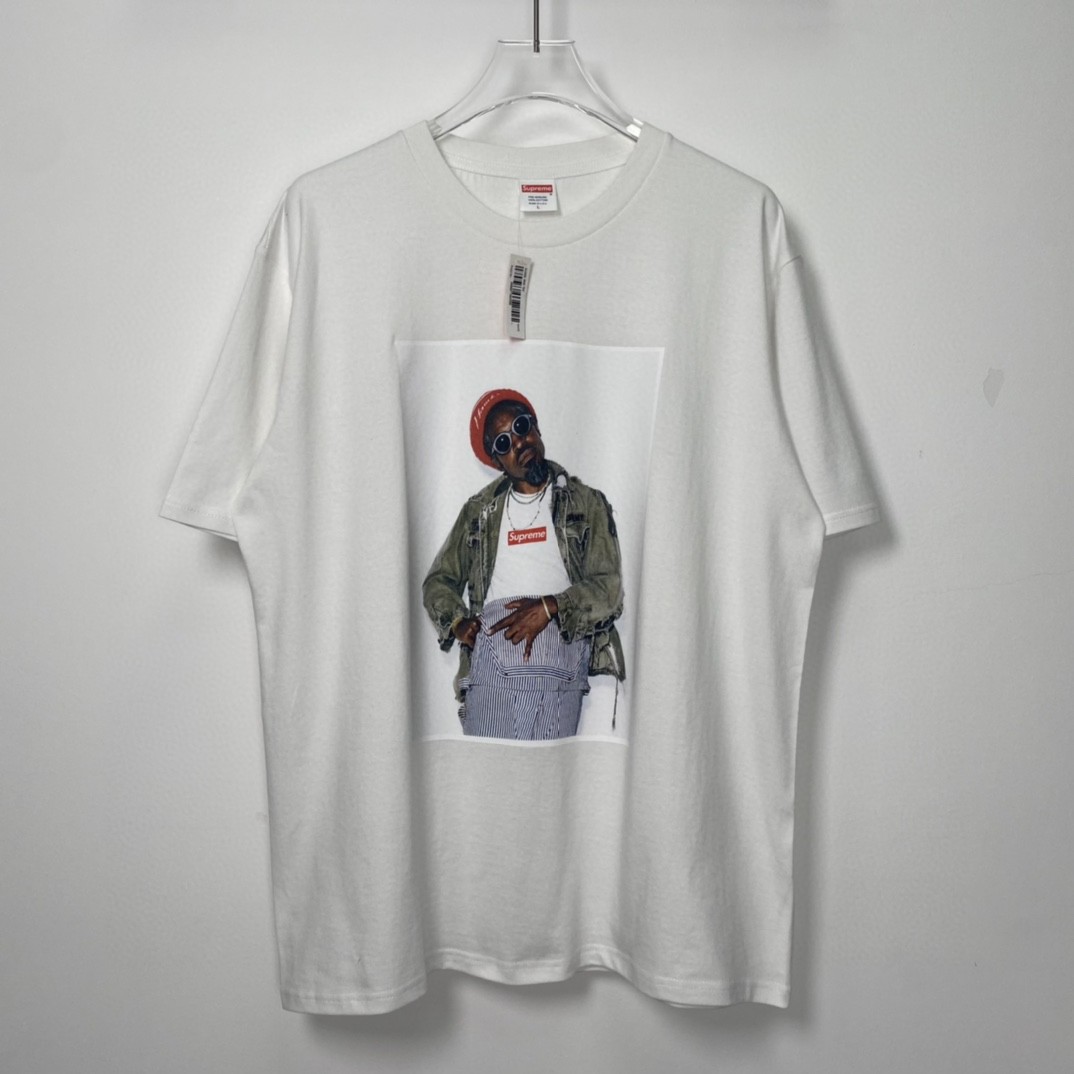 Supreme FW22 Week1 Andre 3000 Tee 安德雷本杰明 图案印花 白色 短袖 T 恤 男女同款