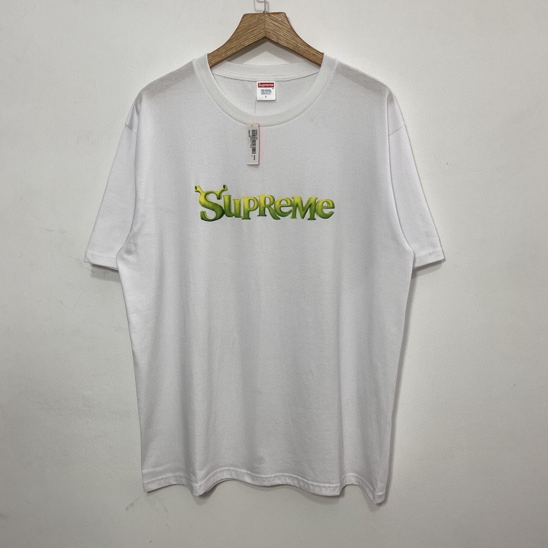 Supreme Week 1 Shrek Tee 史瑞克 字母徽标印花圆领短袖 白色 T恤 男女同款