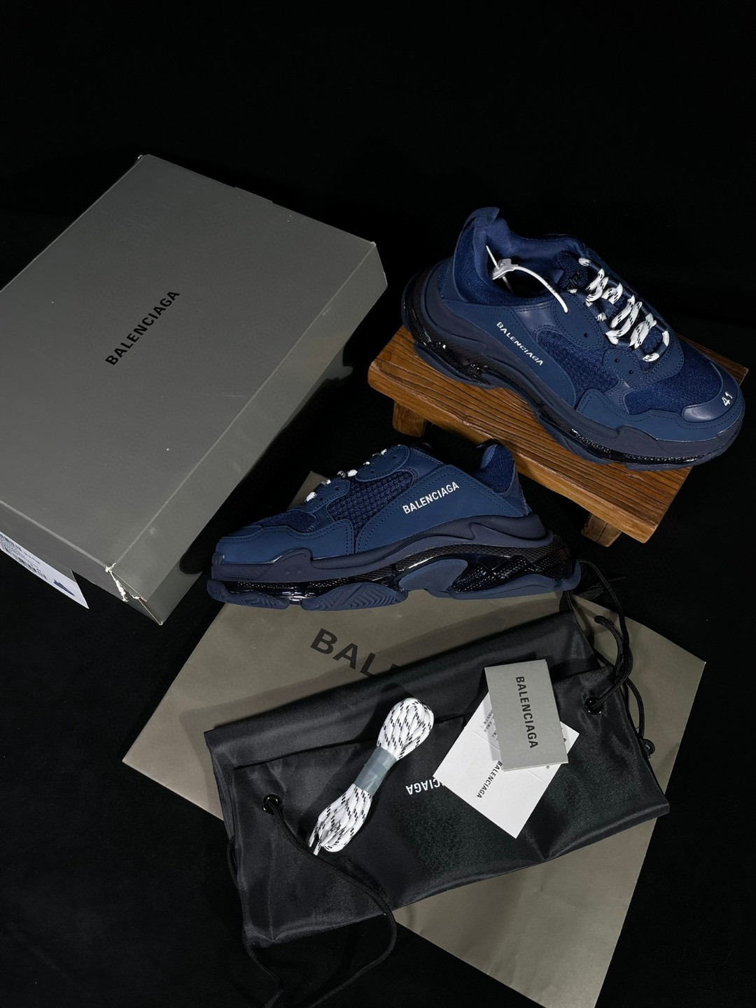 Balenciaga Triple S Clear Sole 巴黎世家 海军蓝 气垫 老爹鞋 运动 复古板鞋 休闲鞋 男鞋 女鞋