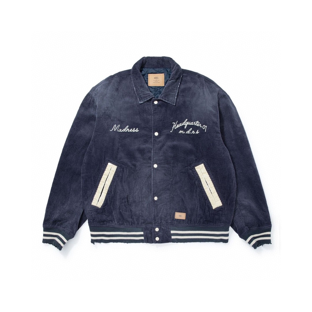 MADNESS CORDUROY BASEBALL JACKET 棒球服 深蓝色 灯芯绒 夹克 休闲 宽松 长袖 外套 秋冬 男女款