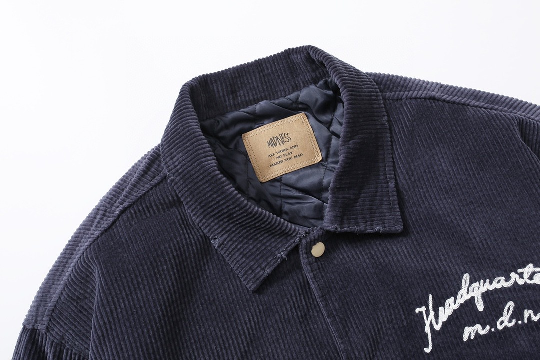 MADNESS CORDUROY BASEBALL JACKET 棒球服 深蓝色 灯芯绒 夹克 休闲 宽松 长袖 外套 秋冬 男女款
