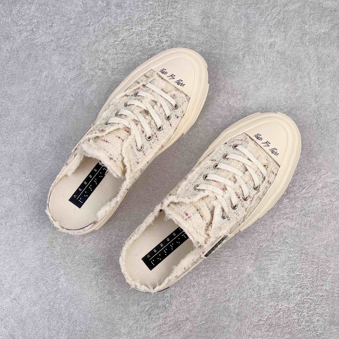 xVESSEL G.O.P. Slip on White Tweed 吴建豪 小香风 白粉 低筒 半拖 板鞋 休闲鞋 男鞋 女鞋 F21X35W