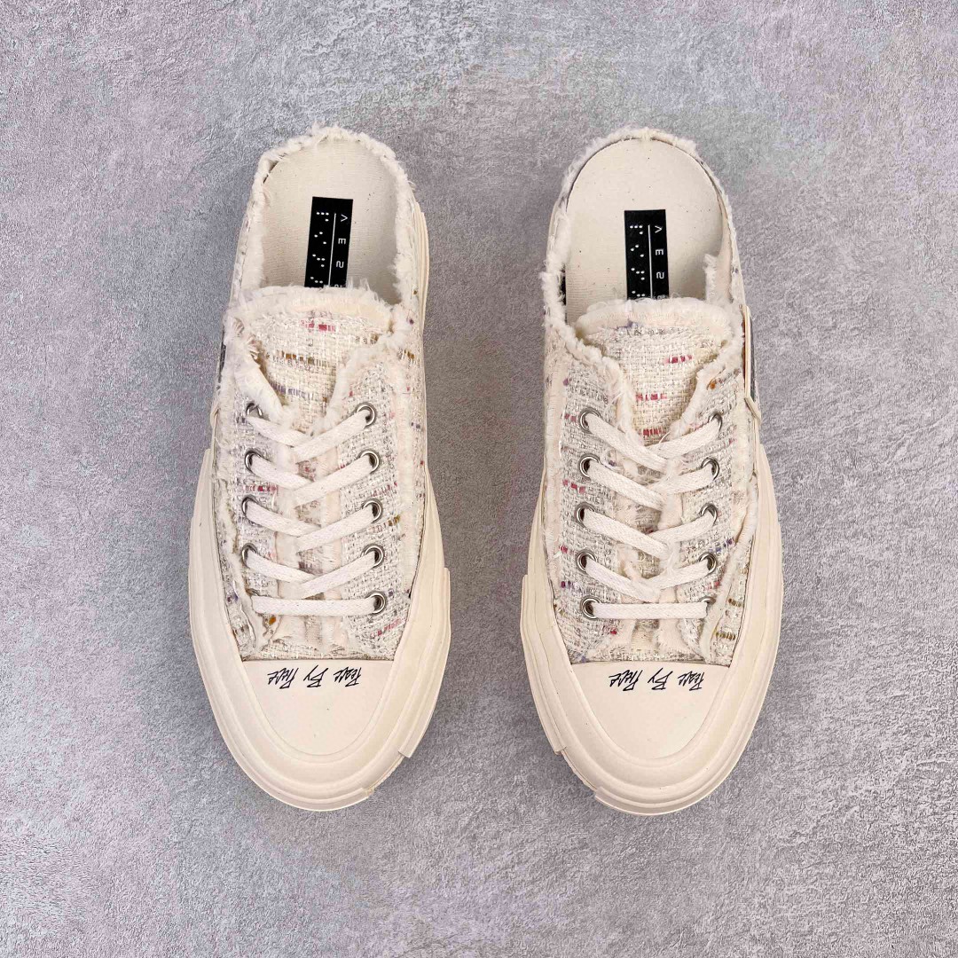 xVESSEL G.O.P. Slip on White Tweed 吴建豪 小香风 白粉 低筒 半拖 板鞋 休闲鞋 男鞋 女鞋 F21X35W