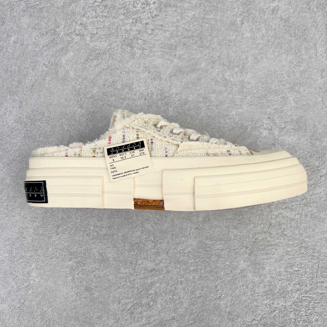 xVESSEL G.O.P. Slip on White Tweed 吴建豪 小香风 白粉 低筒 半拖 板鞋 休闲鞋 男鞋 女鞋 F21X35W