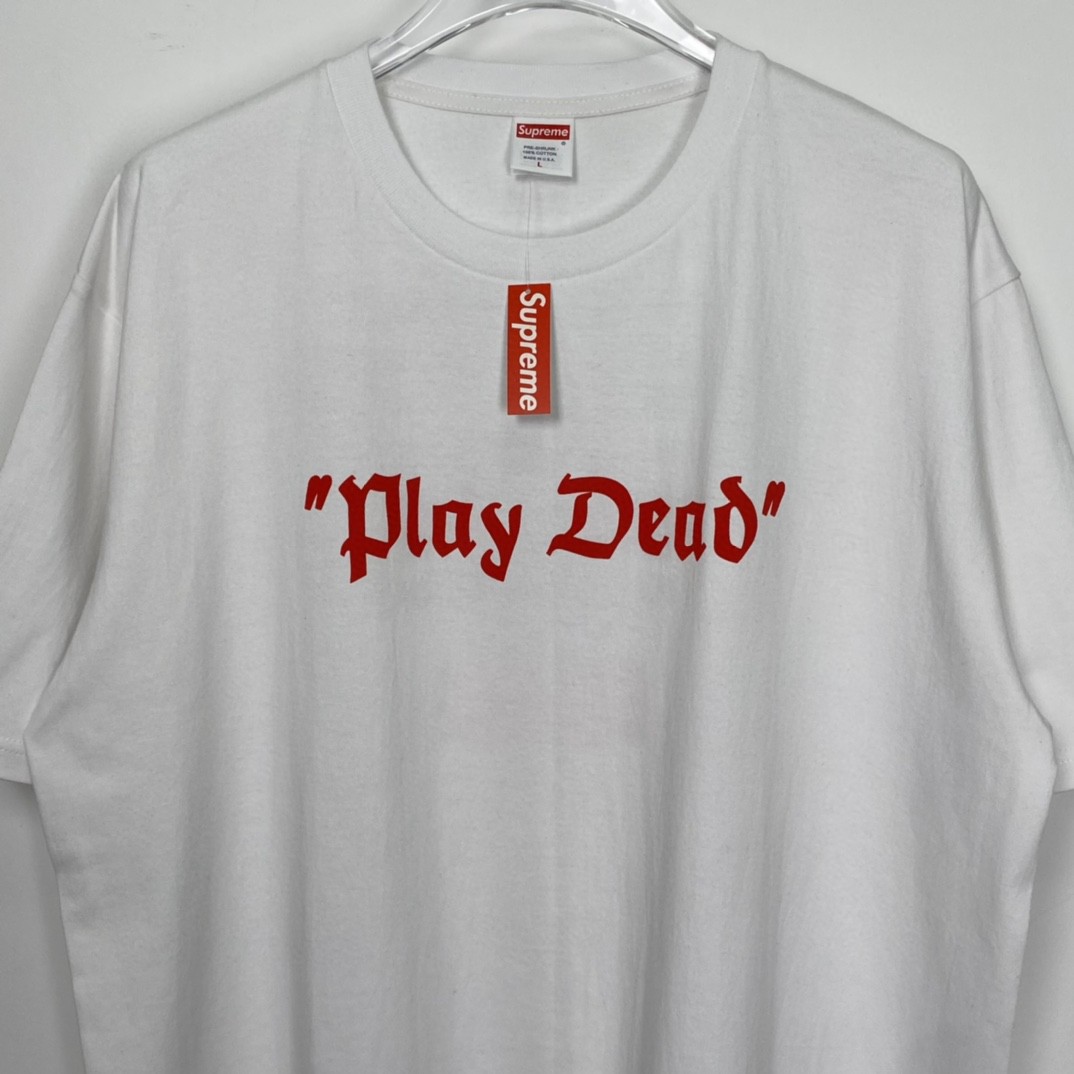 Supreme FW22 Week 14 Play Dead Tee 字母印花 白色 圆领 短袖 T 恤 夏款  男女同款 SUP-FW22-784
