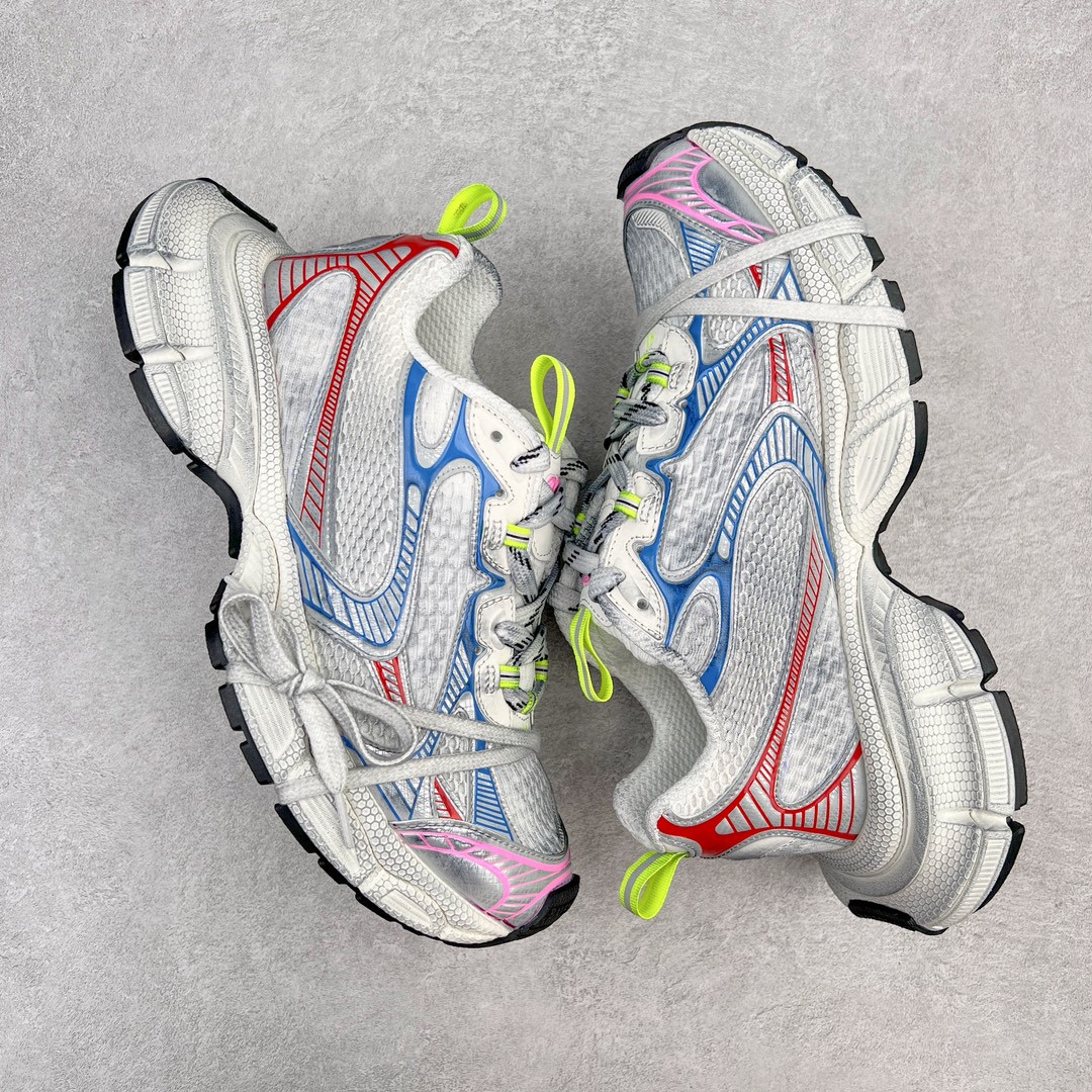 Balenciaga 巴黎世家 3XL 网布 系带 做旧 白红蓝 低筒 老爹鞋 运动 复古板鞋 休闲鞋 男鞋 女鞋 734734W3XL59645