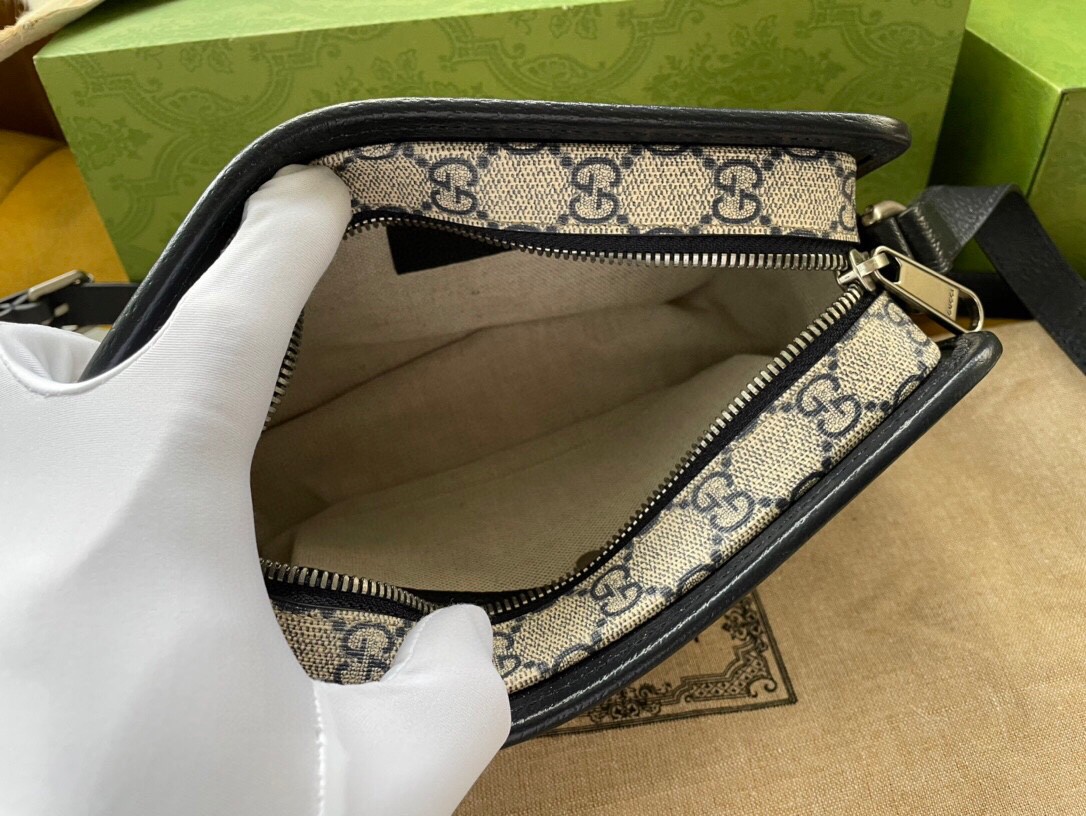 原厂皮 GUCCI 古驰 复古老花Logo徽标 帆布拼皮革 盒子包 斜挎包 单肩包 手提包 男女同款 658572-K9GSN-4075