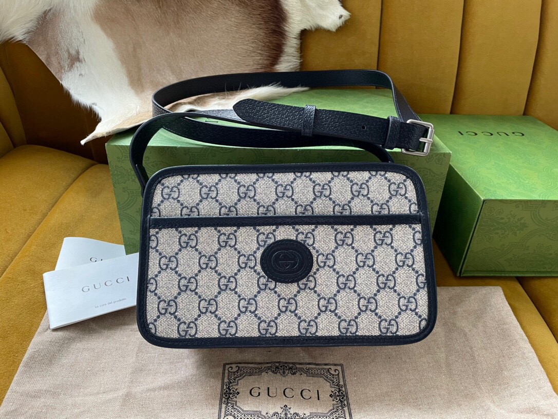 原厂皮 GUCCI 古驰 复古老花Logo徽标 帆布拼皮革 盒子包 斜挎包 单肩包 手提包 男女同款 658572-K9GSN-4075