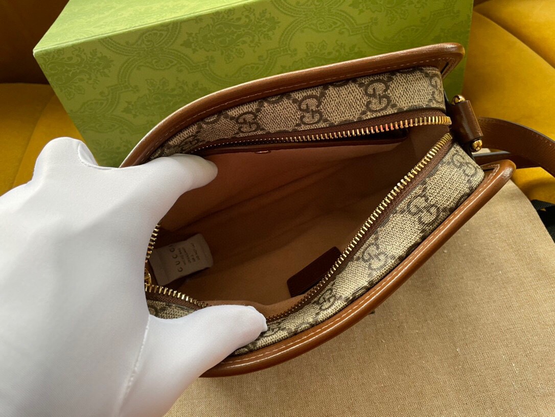 原厂皮 GUCCI 古驰 复古老花Logo徽标 帆布拼皮革 盒子包 斜挎包 单肩包 手提包 男女同款 658572-92TCG-8563