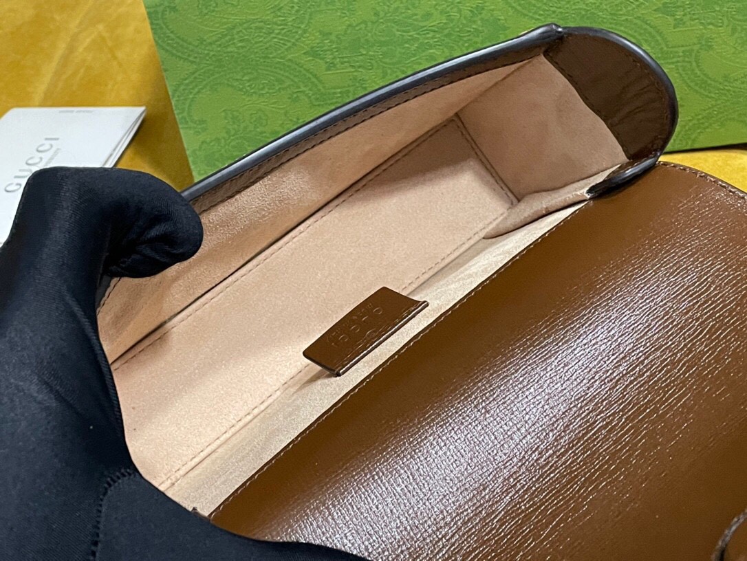 原厂皮 GUCCI 古驰 1955 Horsebit 经典老花Logo 帆布拼皮 斜挎包 单肩包 手提包 男女同款 699296-UULBG-9683