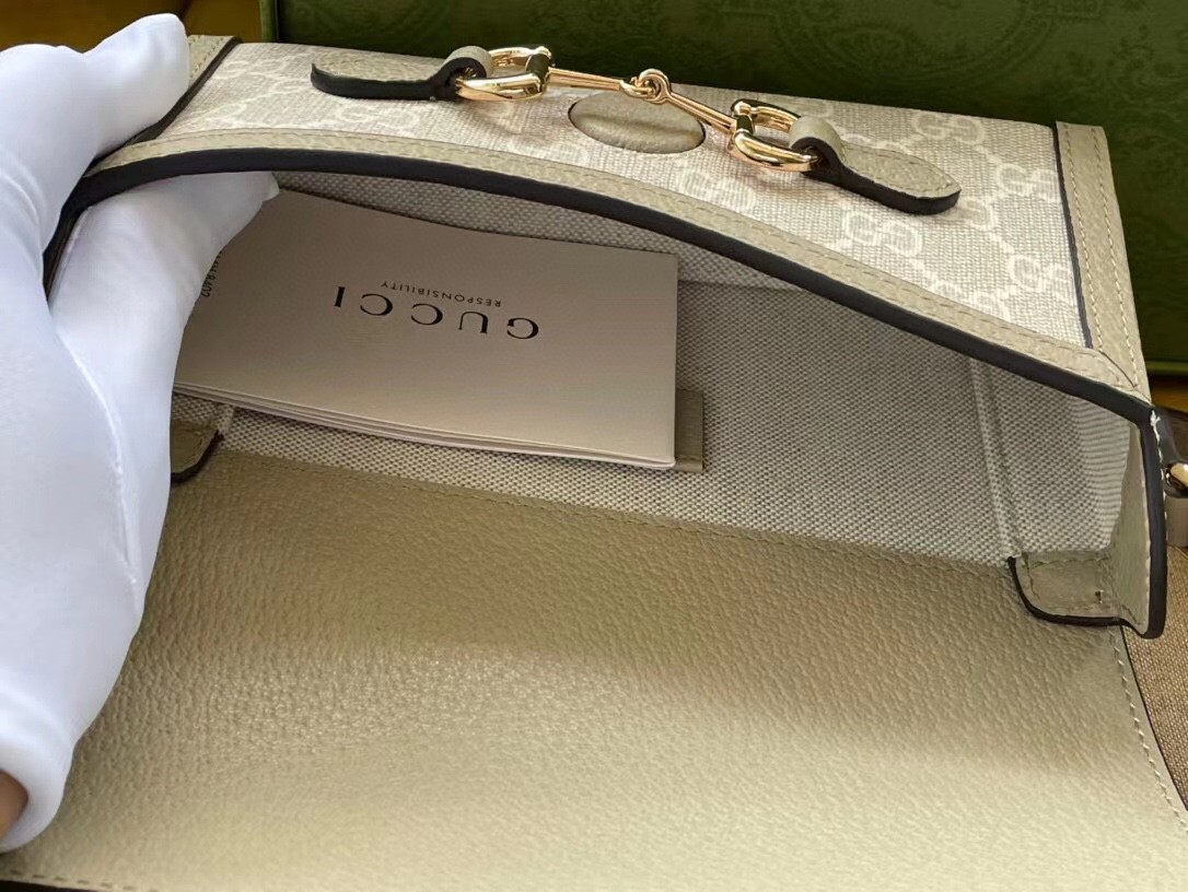 原厂皮 GUCCI 古驰 1955 Horsebit 经典老花Logo 帆布拼皮 斜挎包 单肩包 手提包 男女同款 699296-UULBG-9683