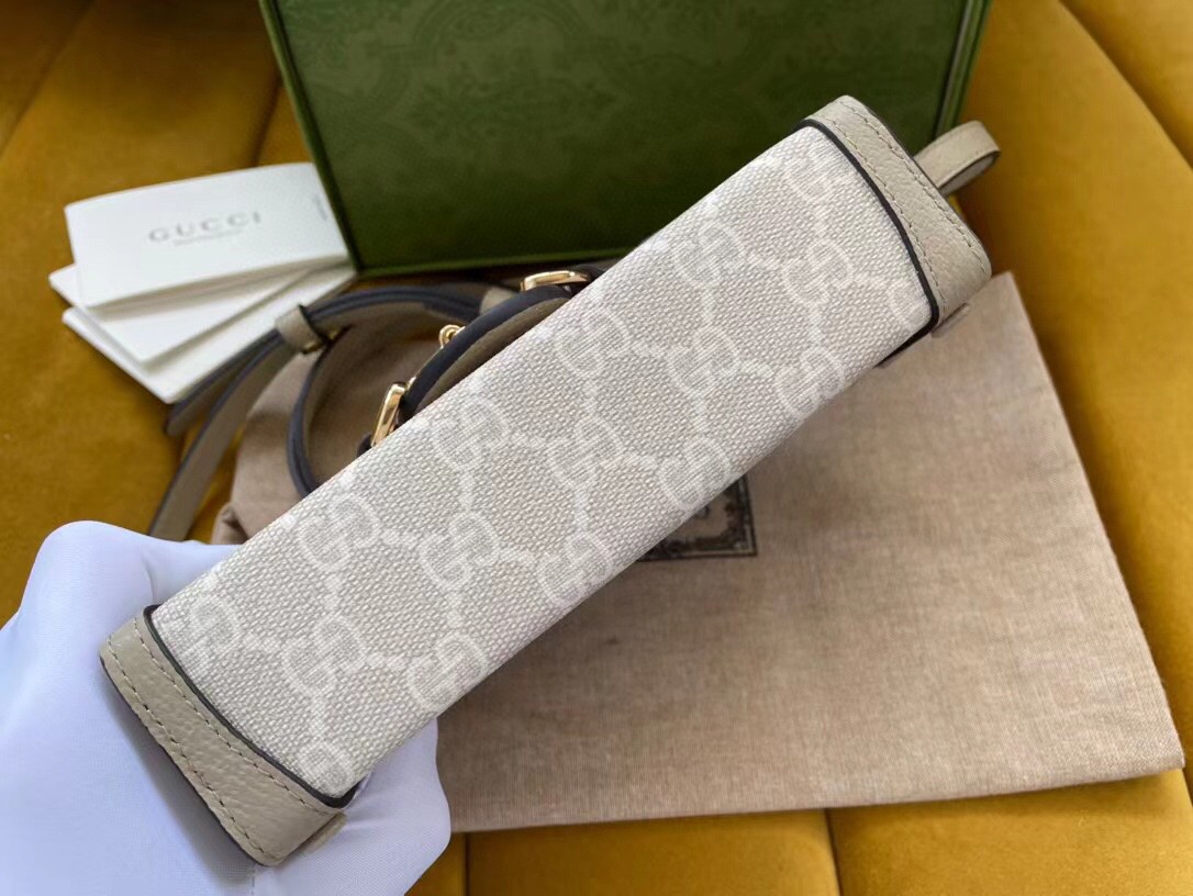 原厂皮 GUCCI 古驰 1955 Horsebit 经典老花Logo 帆布拼皮 斜挎包 单肩包 手提包 男女同款 699296-UULBG-9683