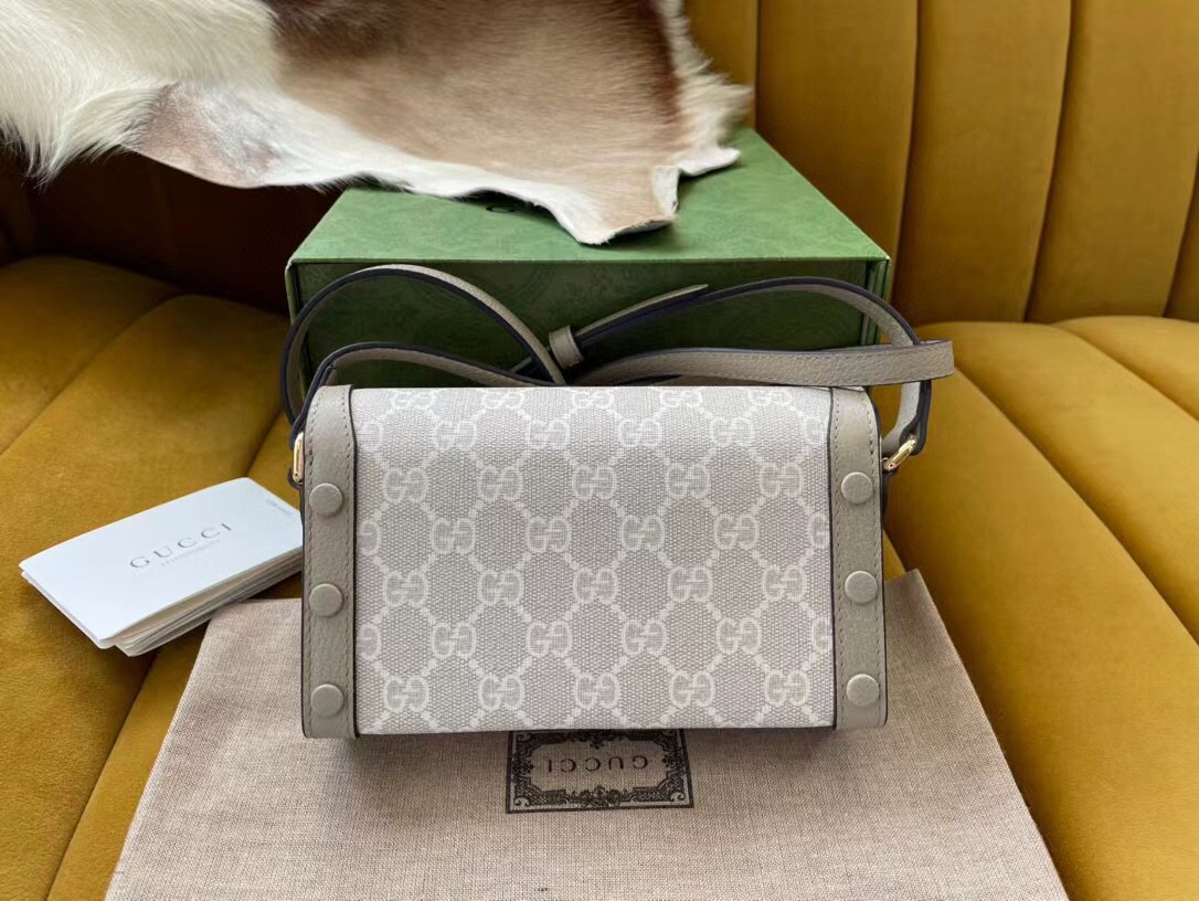 原厂皮 GUCCI 古驰 1955 Horsebit 经典老花Logo 帆布拼皮 斜挎包 单肩包 手提包 男女同款 699296-UULBG-9683