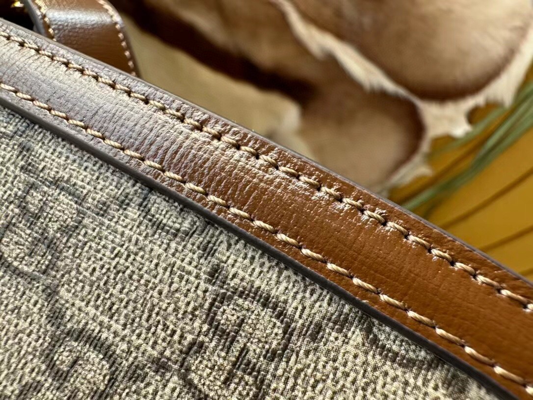 原厂皮 GUCCI 古驰 1955 Horsebit 马衔扣 复古金扣 老花Logo 帆布拼皮 棕色 斜挎包 单肩包 手提包 男女同款 602204-92TCG-8563