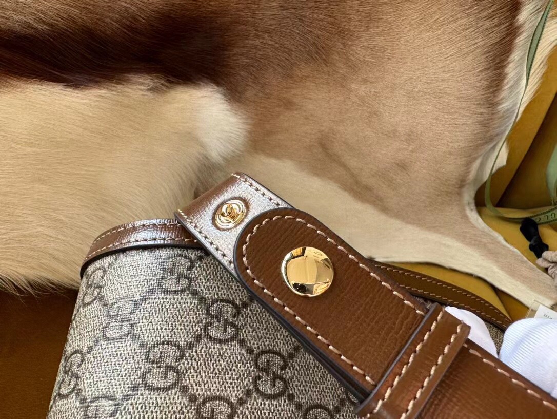 原厂皮 GUCCI 古驰 1955 Horsebit 马衔扣 复古金扣 老花Logo 帆布拼皮 棕色 斜挎包 单肩包 手提包 男女同款 602204-92TCG-8563