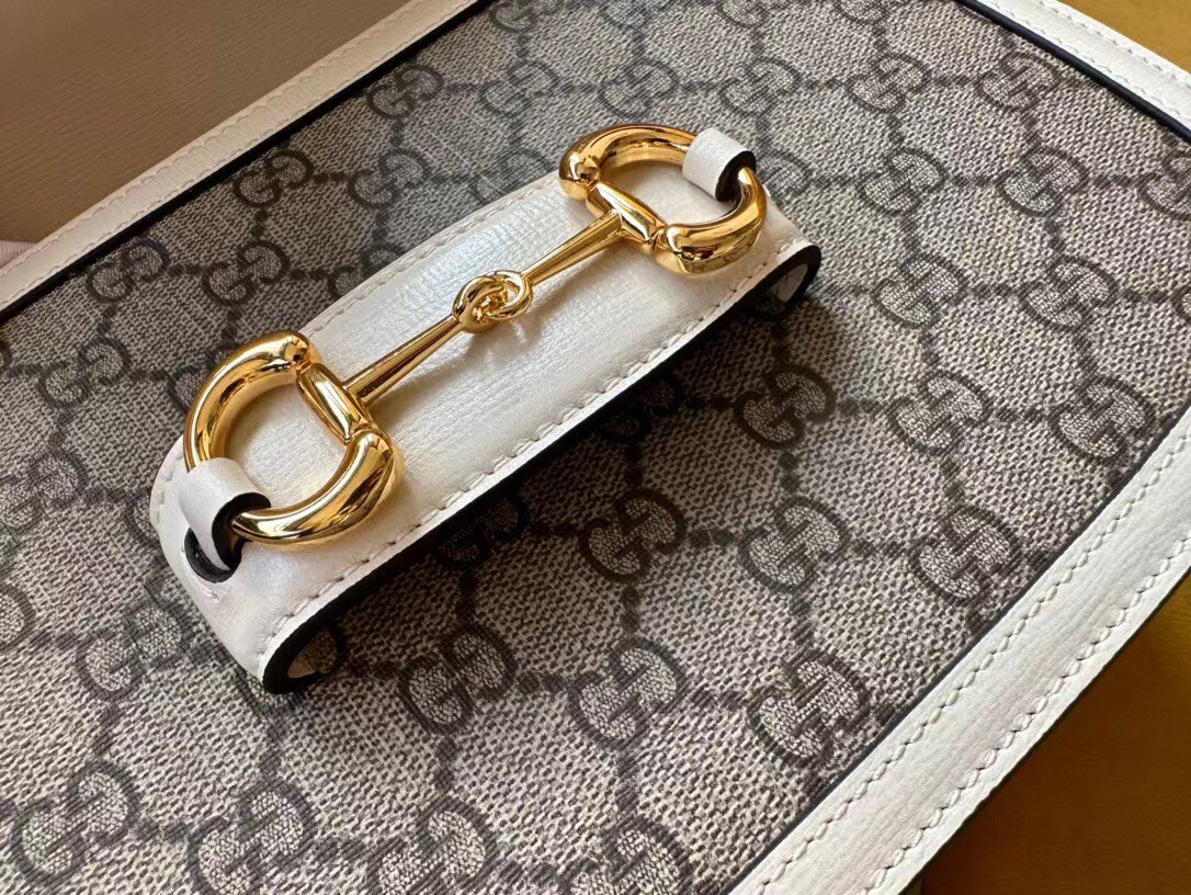 原厂皮 GUCCI 古驰 1955 Horsebit 马衔扣 复古金扣 老花Logo 帆布拼皮 斜挎包 单肩包 手提包 男女同款 602204-92TCG-9761