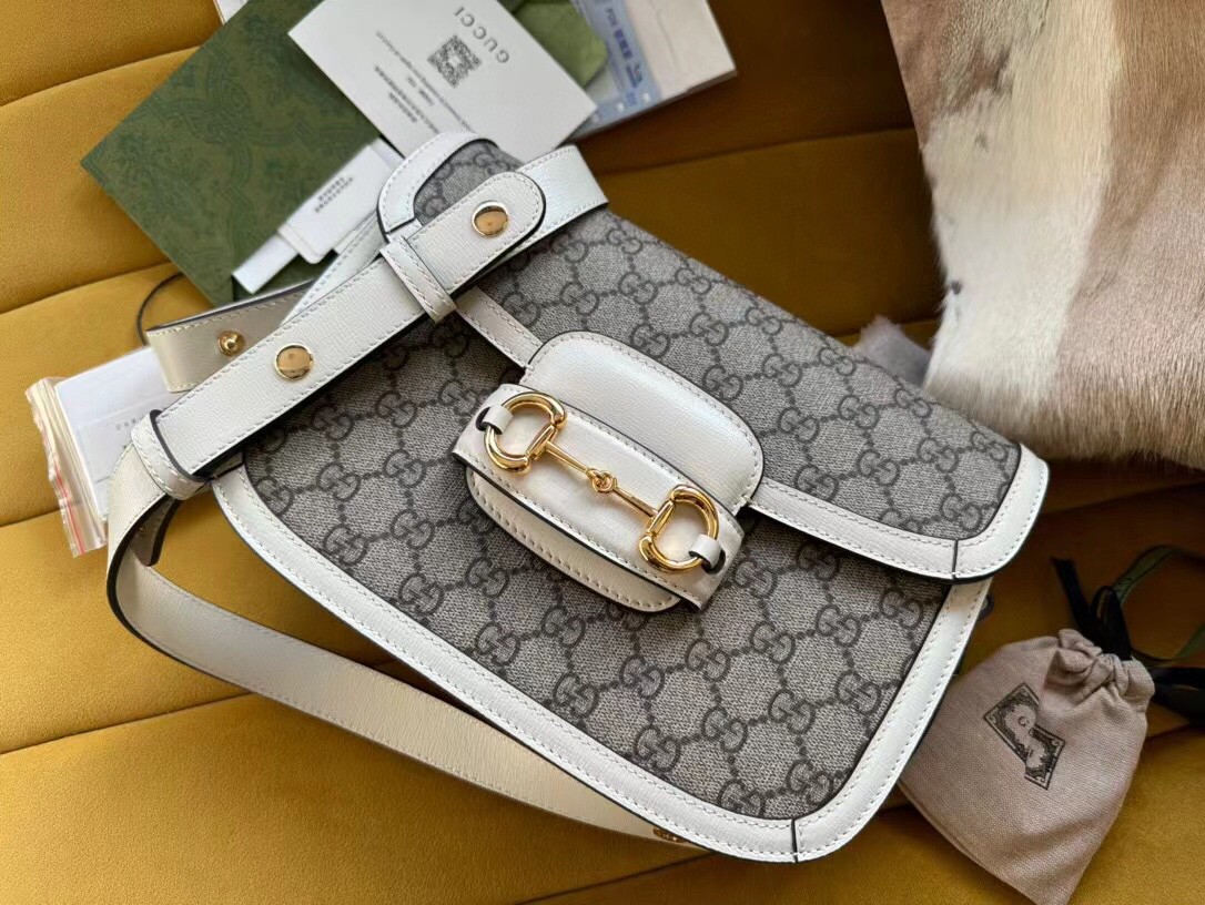 原厂皮 GUCCI 古驰 1955 Horsebit 马衔扣 复古金扣 老花Logo 帆布拼皮 斜挎包 单肩包 手提包 男女同款 602204-92TCG-9761
