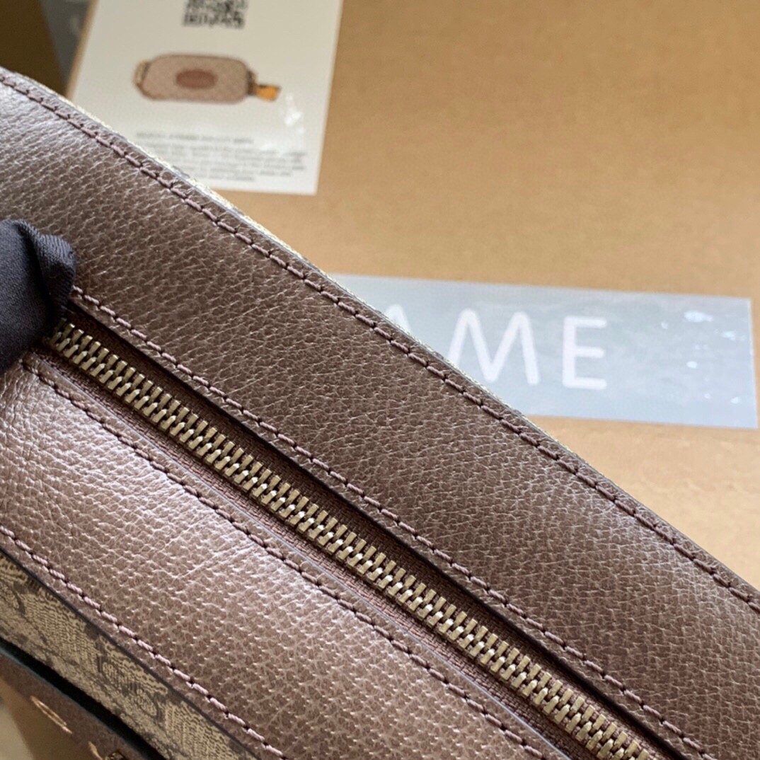 原厂皮 GUCCI 古驰 金属虎头相机包 老花 Logo 条纹织带 肩带 帆布拼皮革 邮差包 斜挎单肩包 男女同款 476466-K9GVT-8856