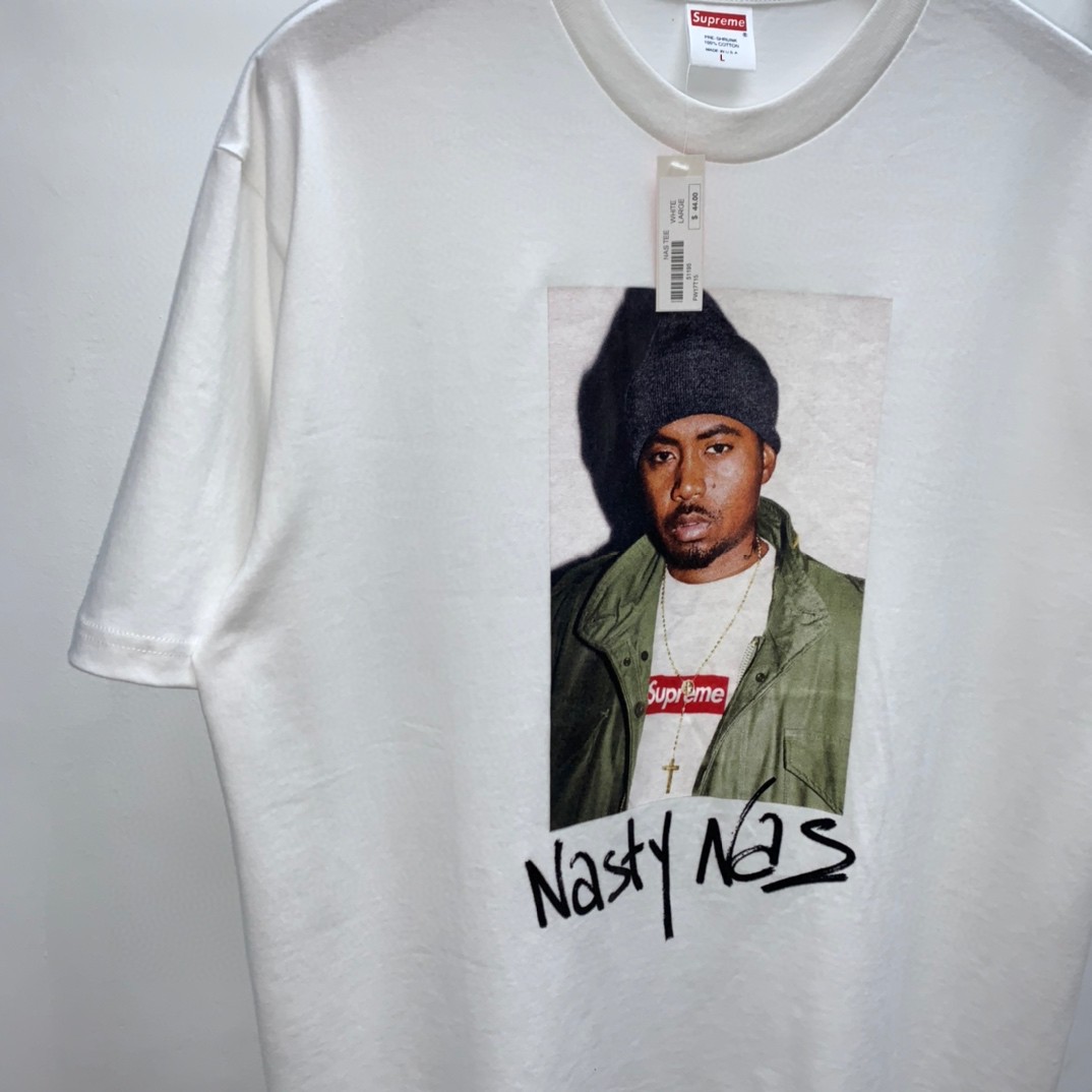 Supreme FW17 Nas Tee 说唱歌手图案 短袖 白色 短袖 T 恤 男女同款 SUP-FW17-40