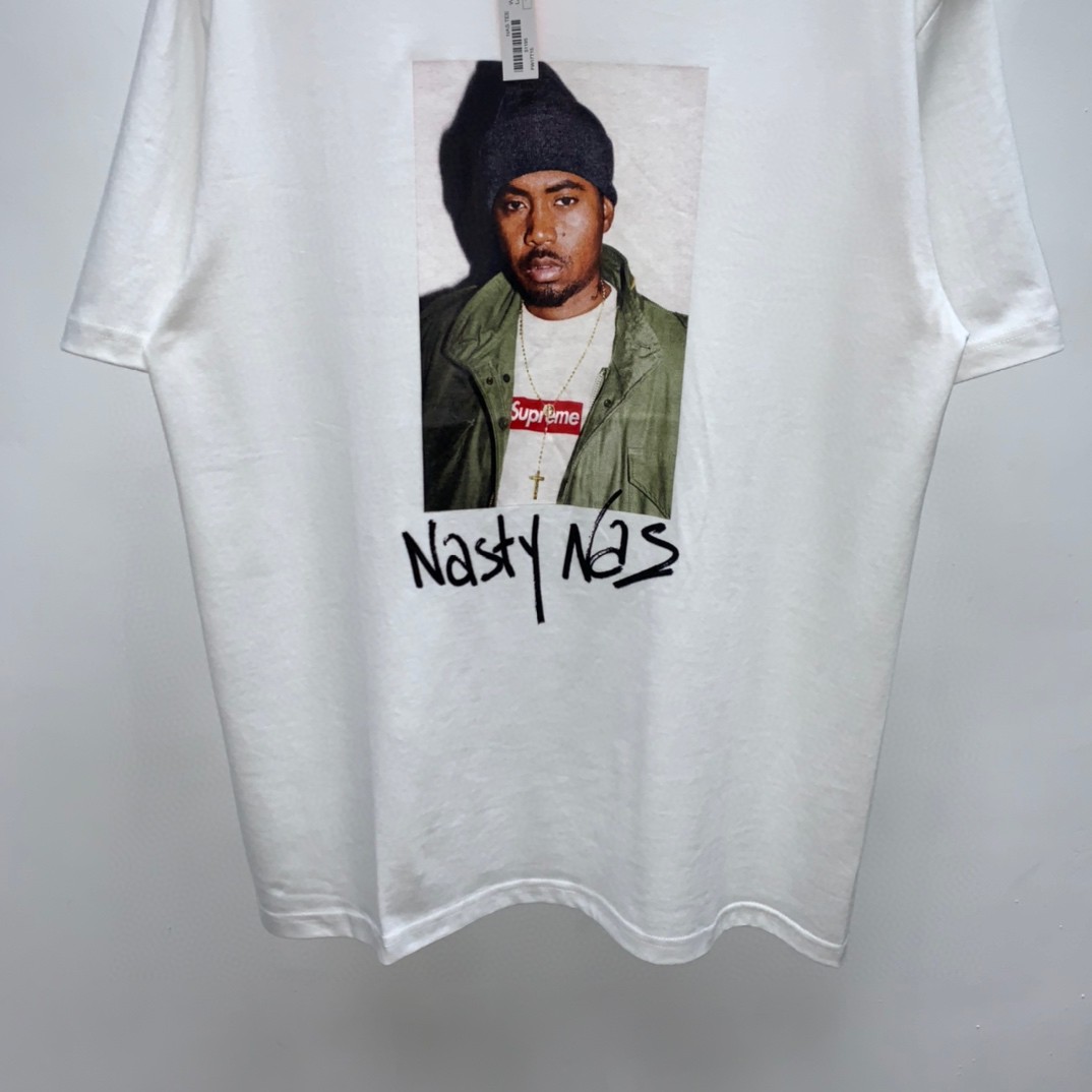 Supreme FW17 Nas Tee 说唱歌手图案 短袖 白色 短袖 T 恤 男女同款 SUP-FW17-40