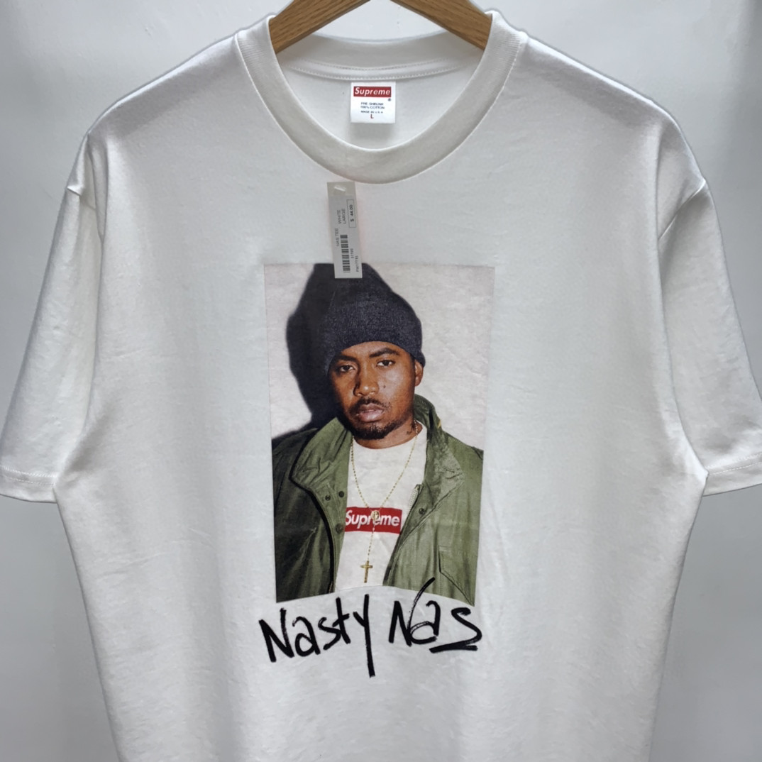 Supreme FW17 Nas Tee 说唱歌手图案 短袖 白色 短袖 T 恤 男女同款 SUP-FW17-40
