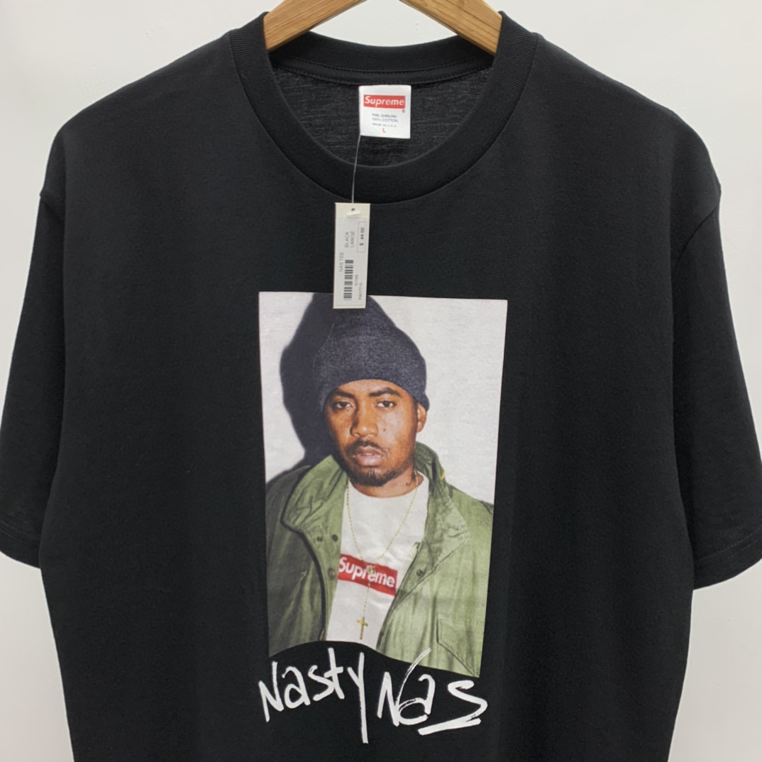 Supreme FW17 Nas Tee Black 说唱歌手图案 短袖 黑色 短袖 T 恤 男女同款 SUP-FW17-40