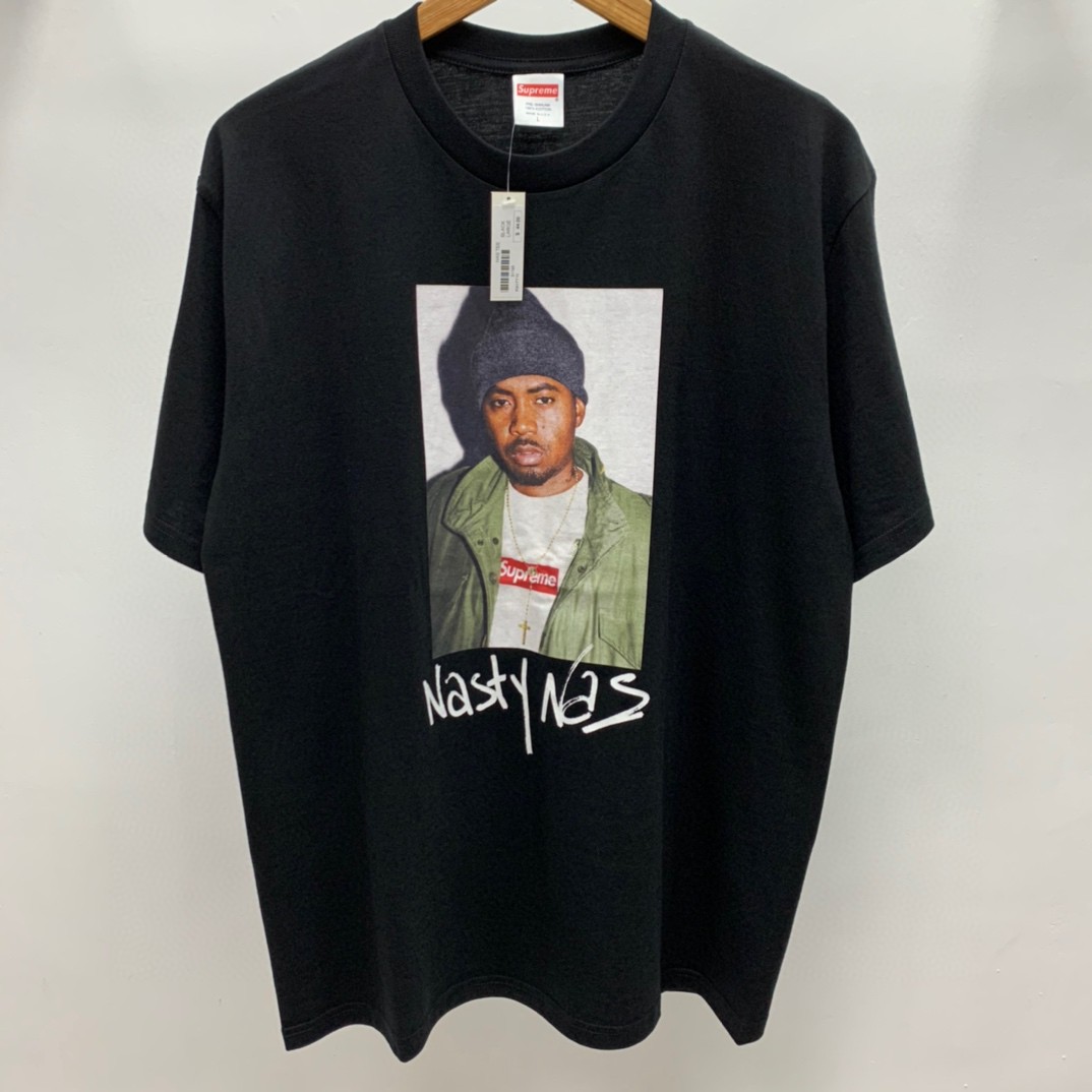 Supreme FW17 Nas Tee Black 说唱歌手图案 短袖 黑色 短袖 T 恤 男女同款 SUP-FW17-40