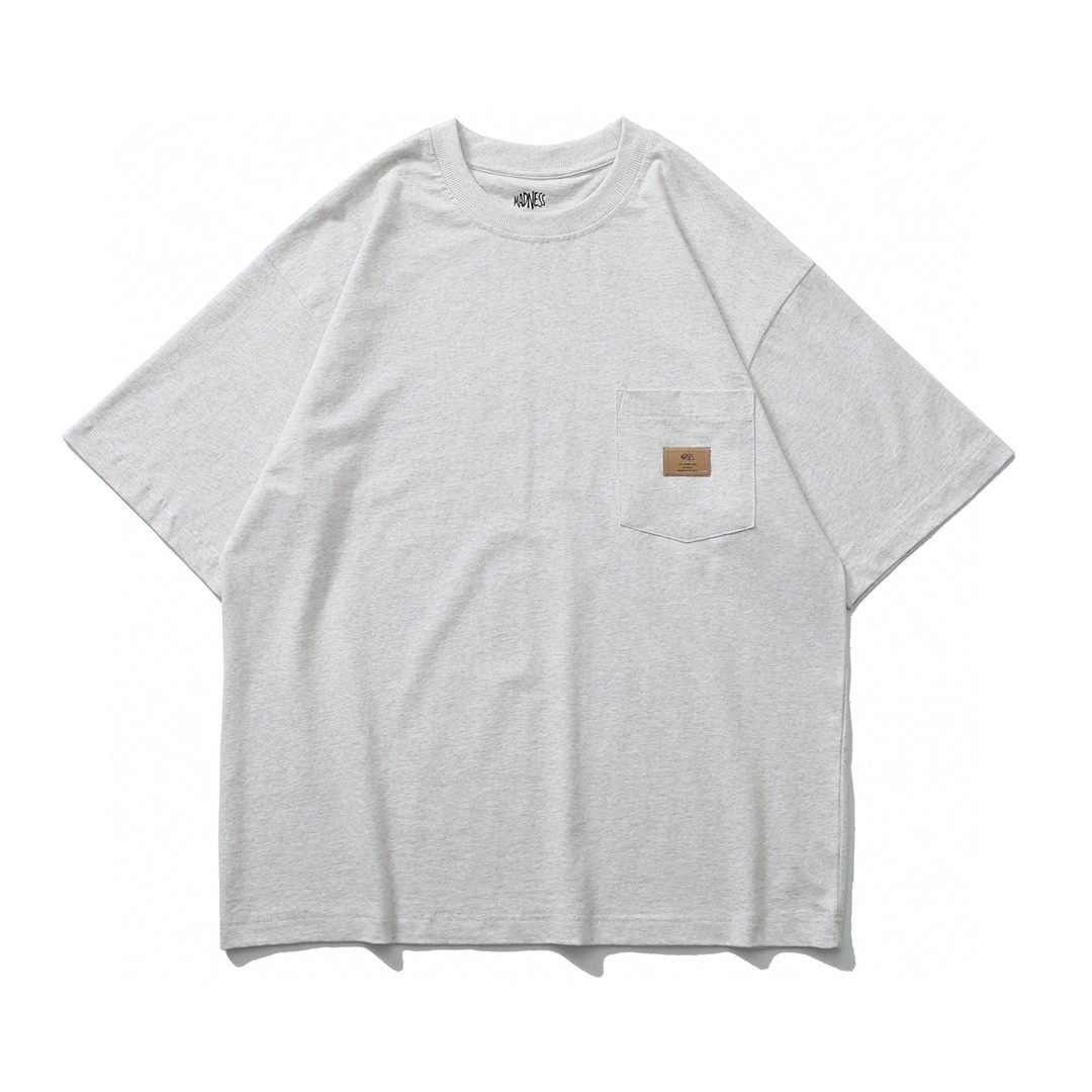 MADNESS TEE 纯色口袋 圆领 T恤 白色 黑色 灰色 短袖 夏款 男女同款