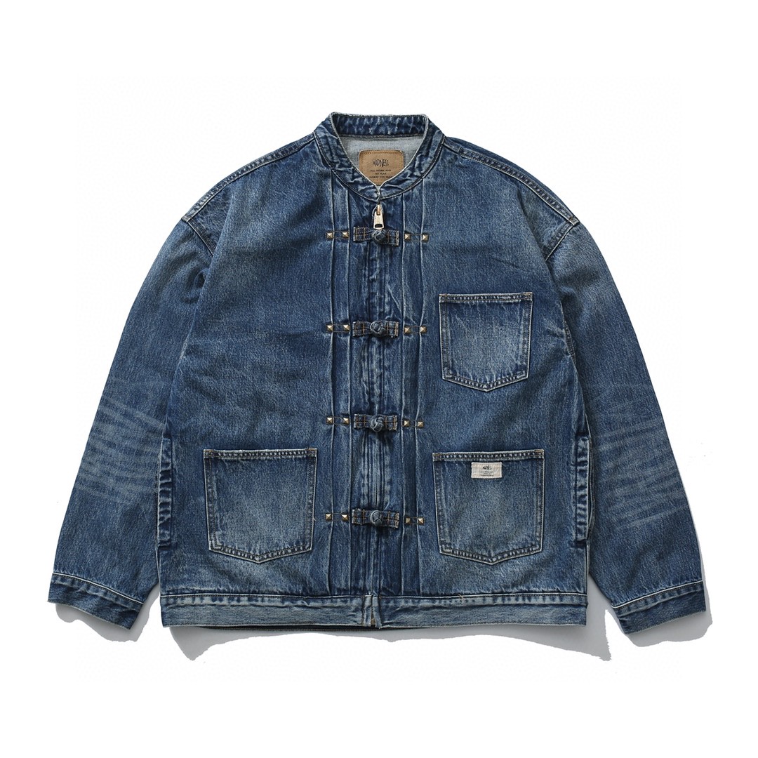 MADNESS JACKET 唐装牛仔外套 蓝色 大口袋 外套 长袖 秋冬季 休闲 男女同款