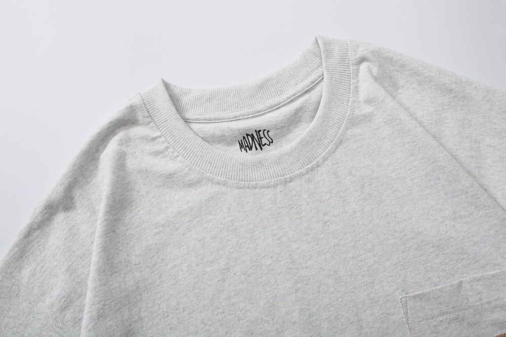MADNESS TEE 纯色口袋 圆领 T恤 白色 黑色 灰色 短袖 夏款 男女同款