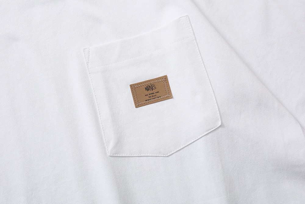 MADNESS TEE 纯色口袋 圆领 T恤 白色 黑色 灰色 短袖 夏款 男女同款