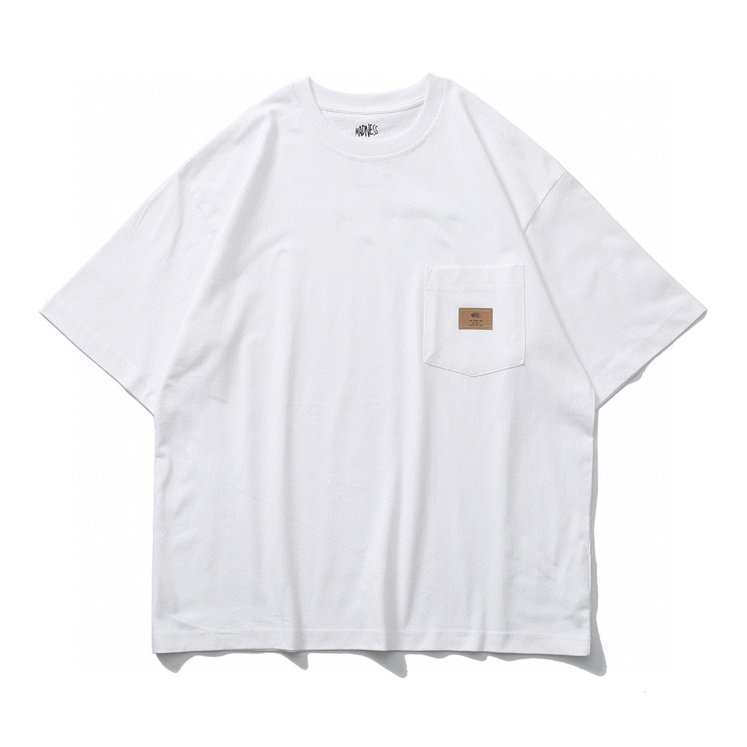 MADNESS TEE 纯色口袋 圆领 T恤 白色 黑色 灰色 短袖 夏款 男女同款