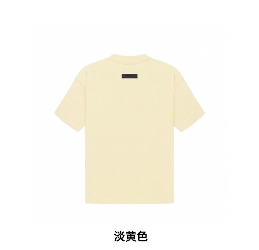 Fear of God Essentials T-Shirt FOG 立体双排植绒字母LOGO 短袖 蛋壳色 烟灰色 珊瑚红 木纹色 灰黑色 淡黄色 T恤 夏款 男女同款 