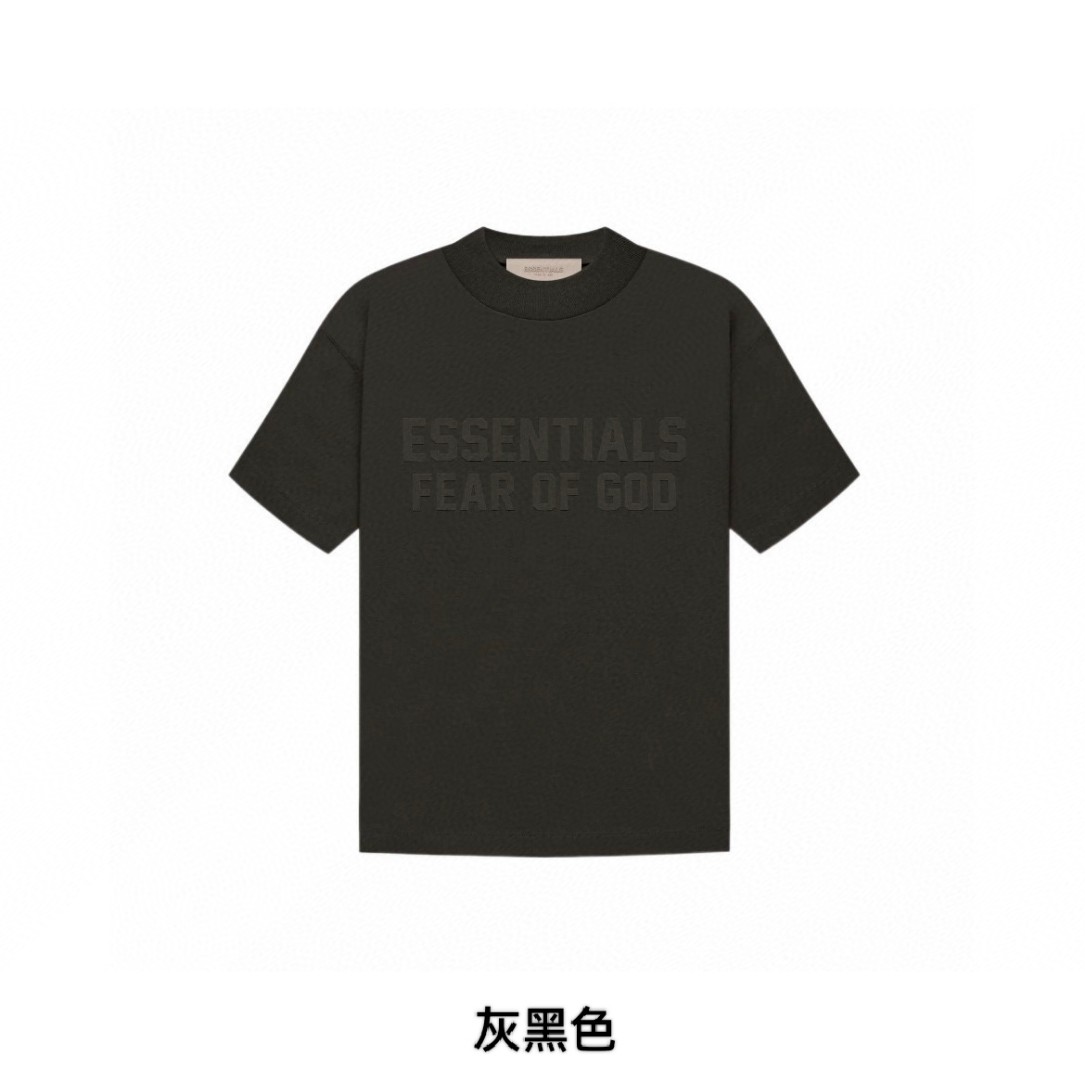 Fear of God Essentials T-Shirt FOG 立体双排植绒字母LOGO 短袖 蛋壳色 烟灰色 珊瑚红 木纹色 灰黑色 淡黄色 T恤 夏款 男女同款 