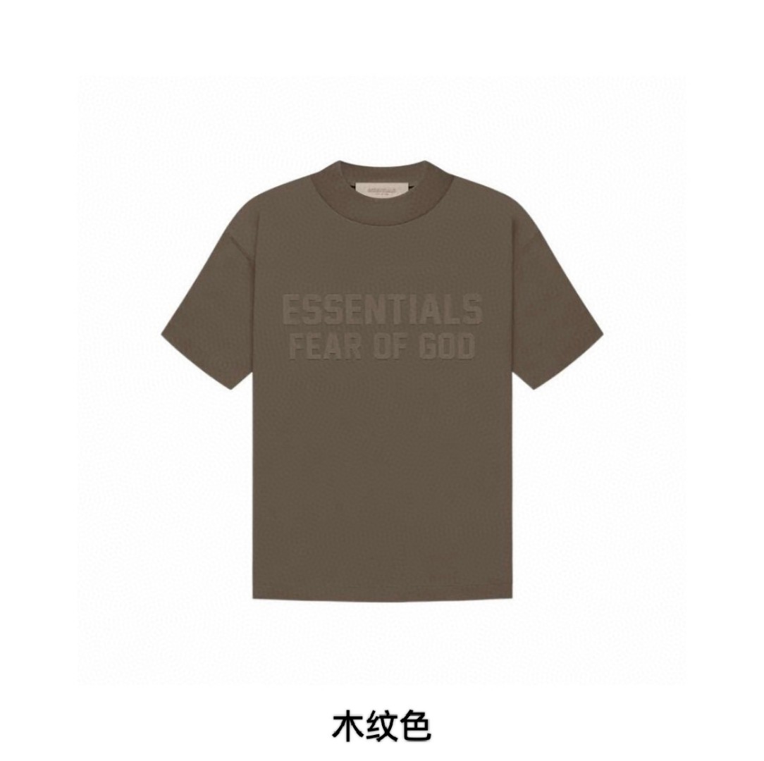 Fear of God Essentials T-Shirt FOG 立体双排植绒字母LOGO 短袖 蛋壳色 烟灰色 珊瑚红 木纹色 灰黑色 淡黄色 T恤 夏款 男女同款 