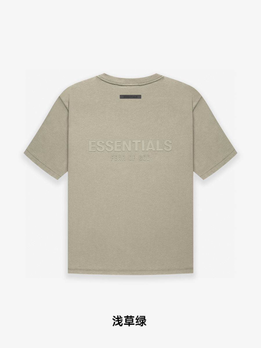 Fear of God Essentials SS21 Short Sleeve Tee Buttercream Cream 基础简约Logo 硅胶立体字款 短袖 杏色 大地灰 琥珀色 浅草绿 T 恤 男女同款 