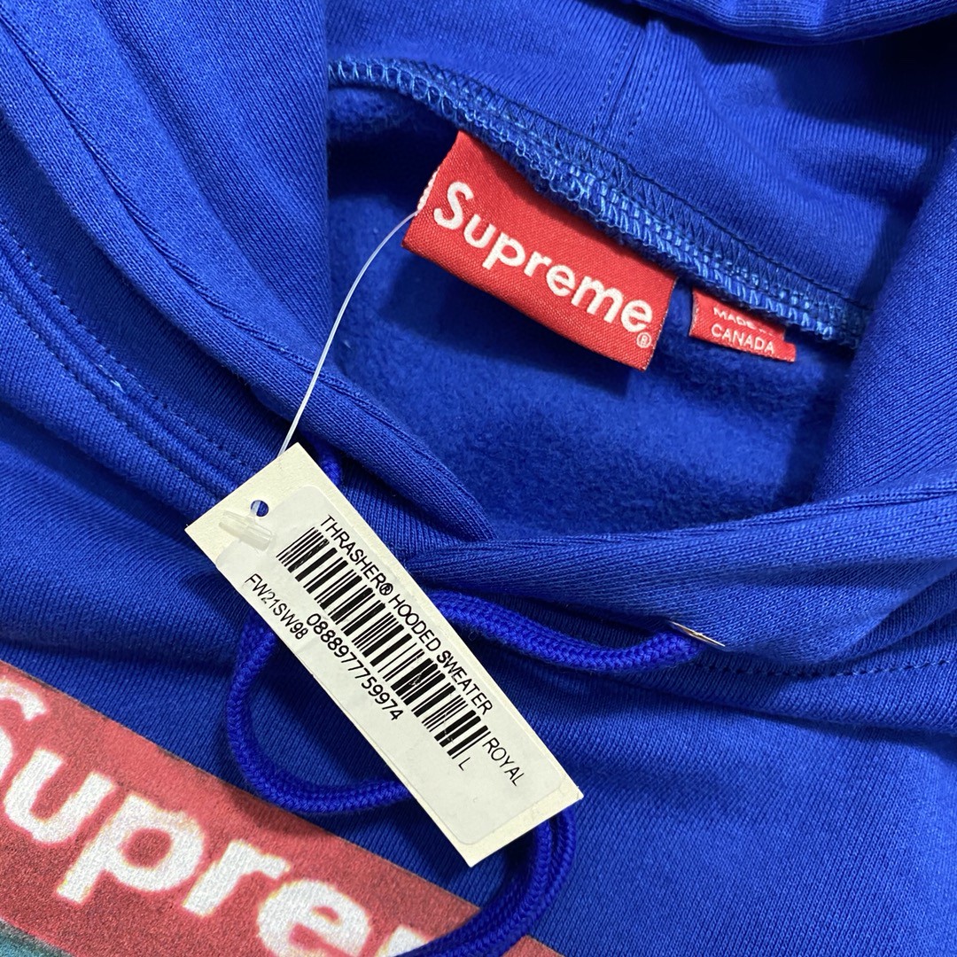 Supreme Week 5 Thrasher 联名款 Hooded Sweatshirt  黑色 蓝色 滑板连帽卫衣 加绒 套头 宽松 男女同款 SUP-FW21-203